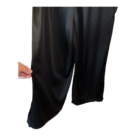 JOIE Cropped Pants Elastic Waist Satin Charmeuse Black Belted Medium NWOT - Picture 6 of 9